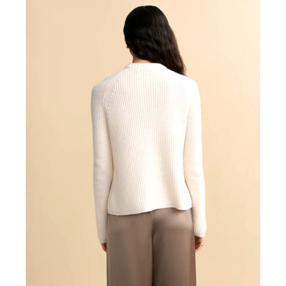 NEW Jenni Kayne S Iconic 100% CASHMERE Fisherman Sweater $425 Ivory Neutral FLAW - Picture 5 of 11